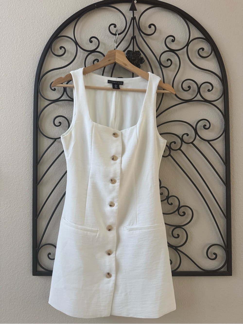 Sincerely Jules White Button-Front Sleeveless Mini Dress